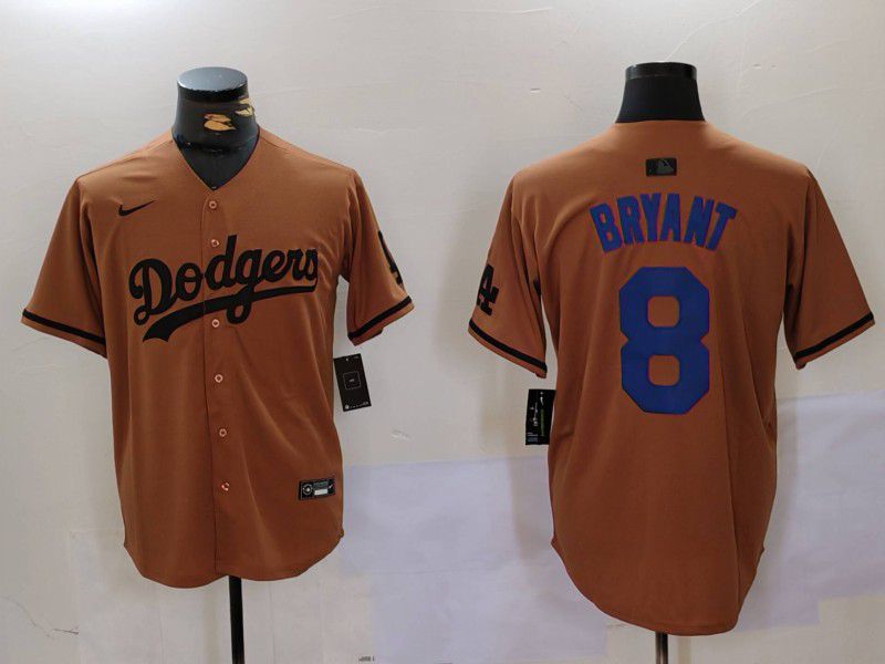 Men Los Angeles Dodgers #8 Bryant army green joint name 2024 Nike MLB Jersey style 4